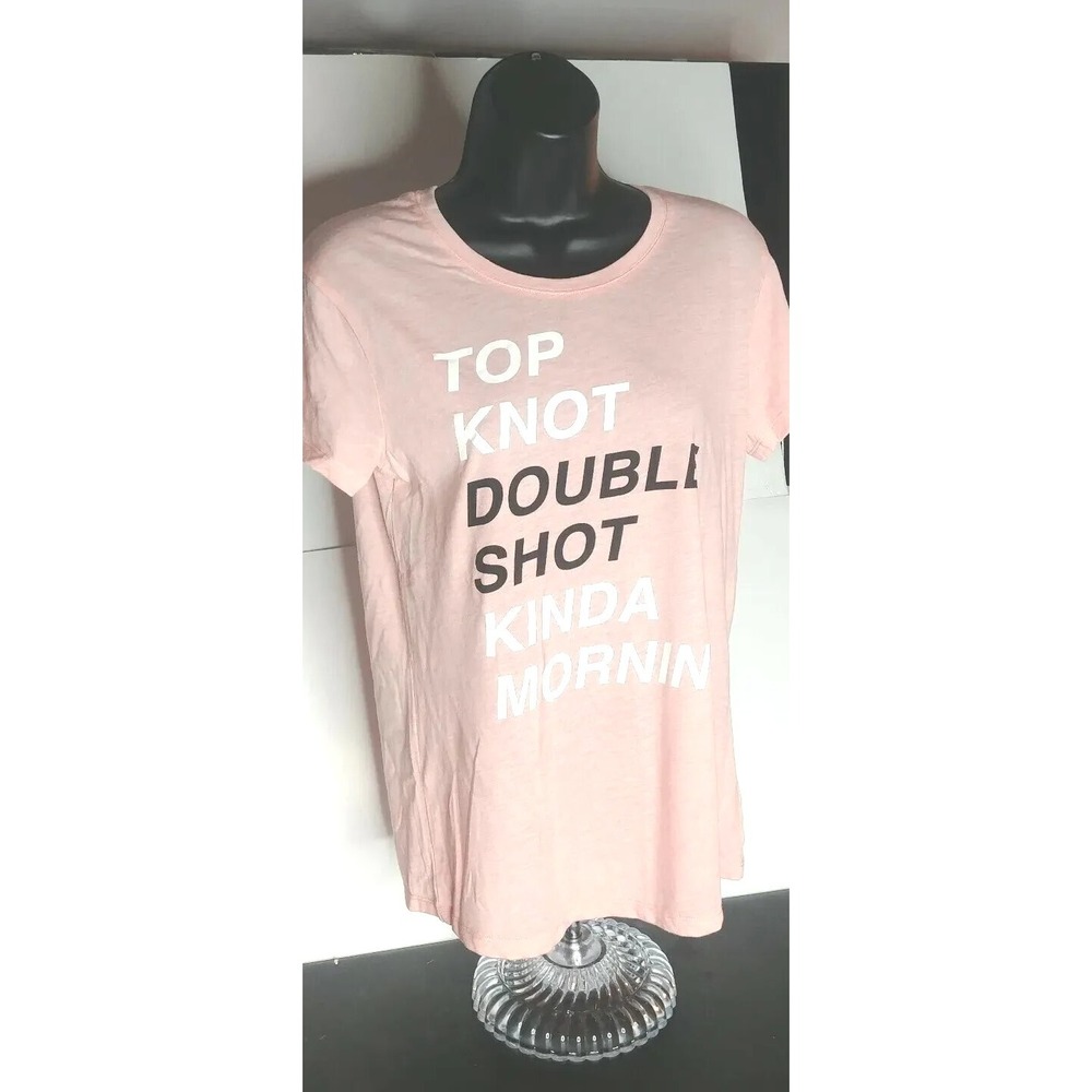 JUNIORS SIZE SMALL NWT'S LOVE‎ TRIBE PINK SALMON LONG TUNIC GRAPHIC TSHIRT - Picture 2 of 5